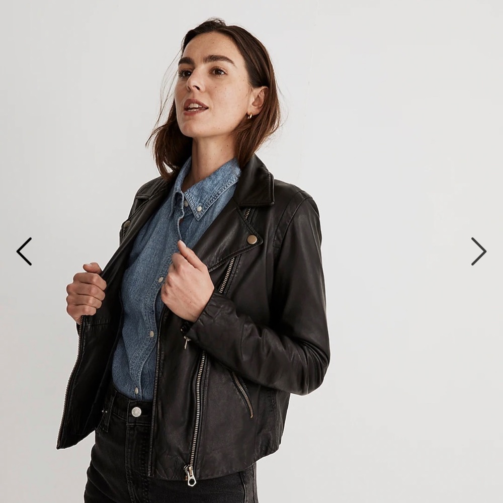 Madewell Washed Leather Motorcycle Jacket: Brass Hardware Edition